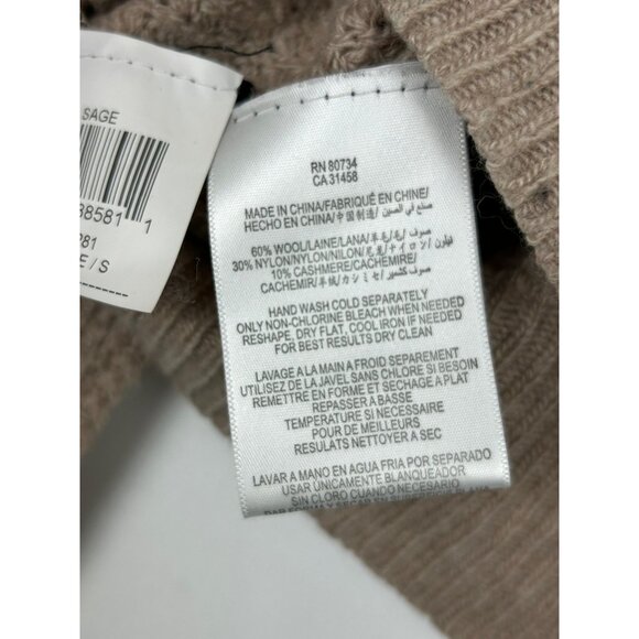 BCBG Max Azria Womens Beige Sweater Small Elbow Patches Wool & Cashmere Blend - Picture 8 of 13